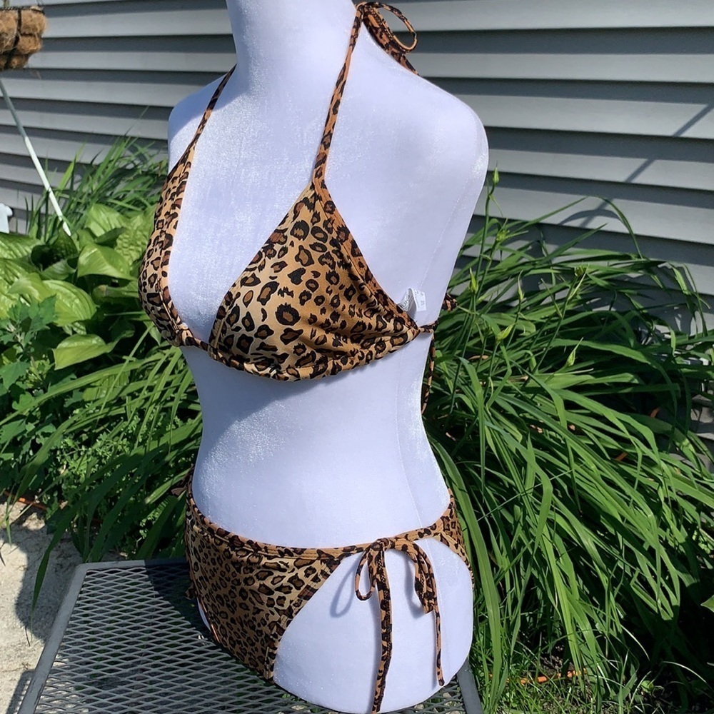 Leopard Print String Bikini - Picture 2 of 7